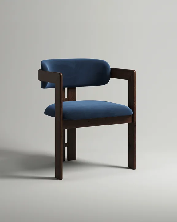 Удобный стул Докка. Материал: велюр. Цвет: синий (Novus 789)