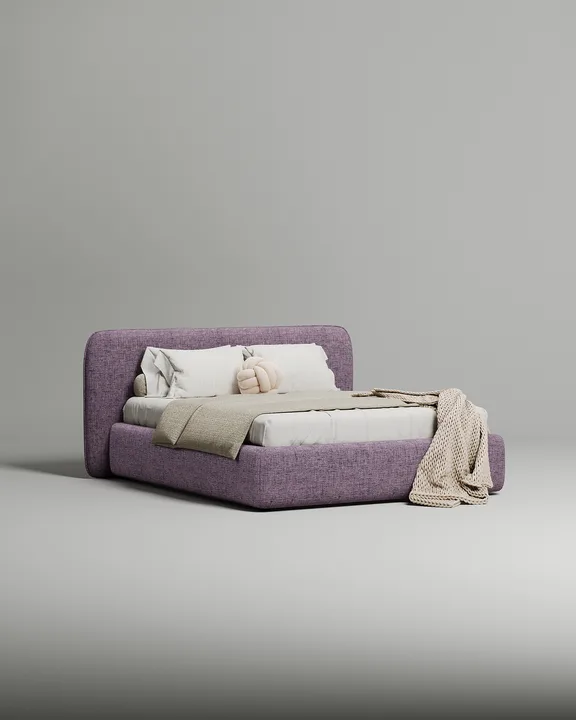 Кровать Эндре под матрас 160x200 с мягким изголовьем и ящиком для хранения белья. Материал: Romeo 06 (рогожка) Кровать Эндре под матрас 160x200 с мягким изголовьем и ящиком для хранения белья. Материал: рогожка - Romeo 06