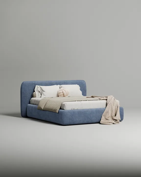 Кровать Эндре под матрас 180x200 с мягким изголовьем и ящиком для хранения белья. Материал: искусственная замша - Elixir 780