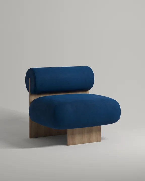 Кресло Солга на ножках без подлокотников (синий велюр - Premier 22) от Kalibroom