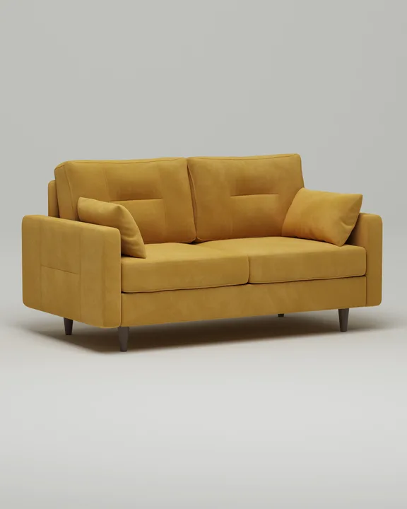 Стильный прямой диван Лэдби. Материал: Велюр. Цвет: Горчичный