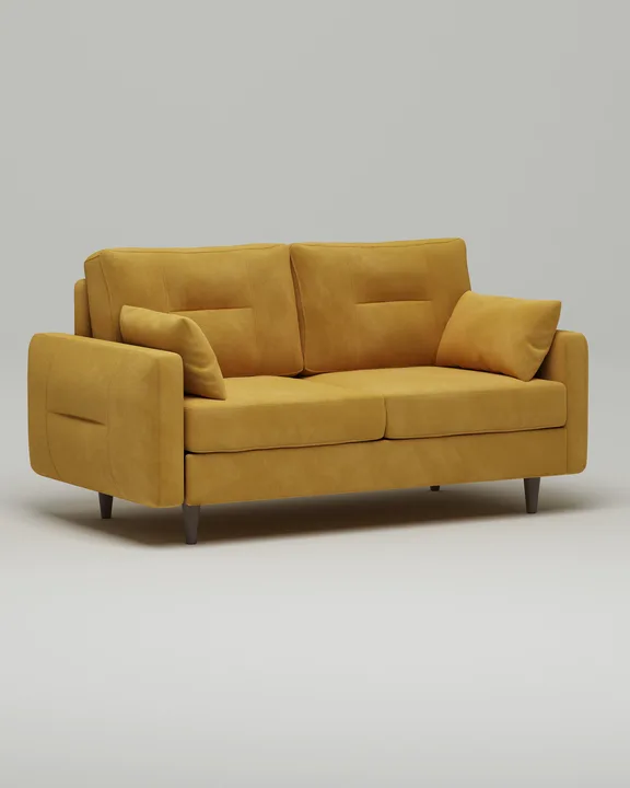 Стильный прямой диван Лэдби. Материал: Велюр. Цвет: Горчичный