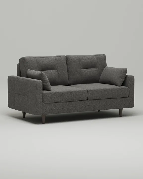 Стильный прямой диван Лэдби. Материал: Рогожка. Цвет: Серый