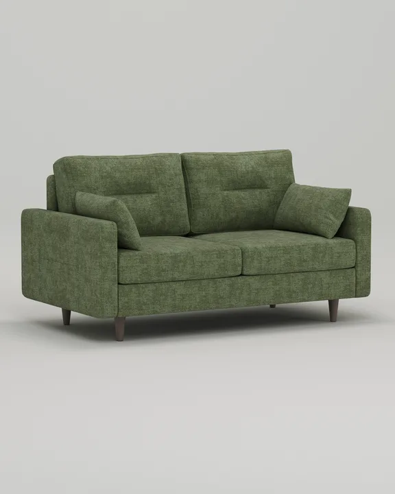 Стильный прямой диван Лэдби. Материал: Рогожка. Цвет: Зеленый