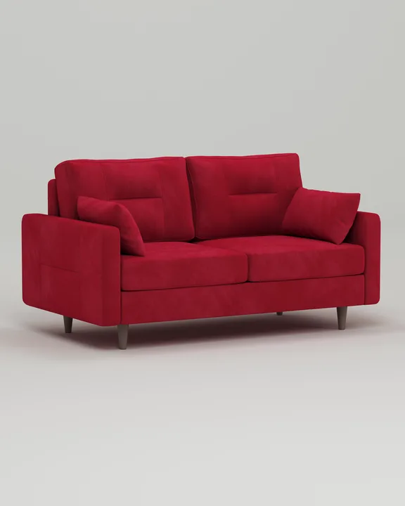 Стильный прямой диван Лэдби. Материал: Велюр. Цвет: Красный