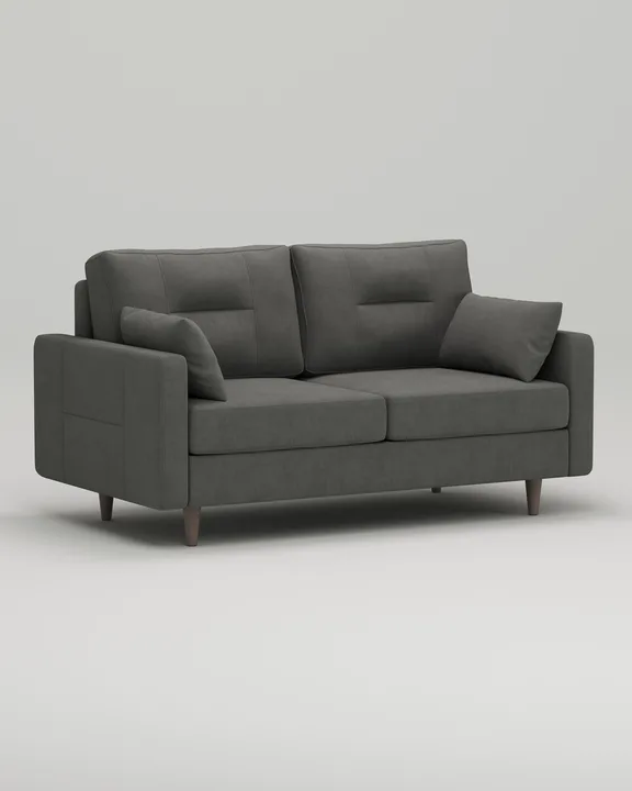 Стильный прямой диван Лэдби. Материал: Нубук. Цвет: Серый