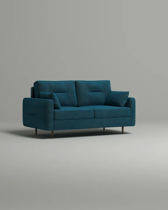 Стильный прямой диван Лэдби. Материал: Велюр. Цвет: Изумрудный