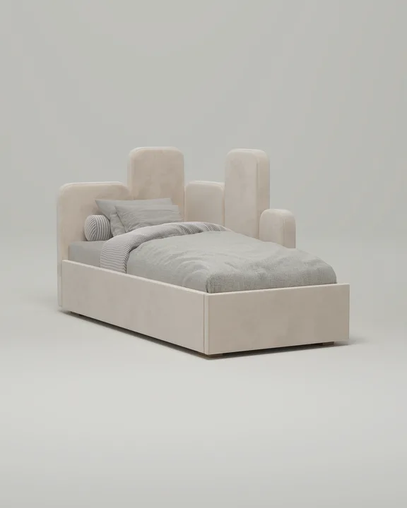 Кровать Сапид под матрас 120x200 с мягким изголовьем и ящиком для хранения белья. Материал: велюр - Velutto 04