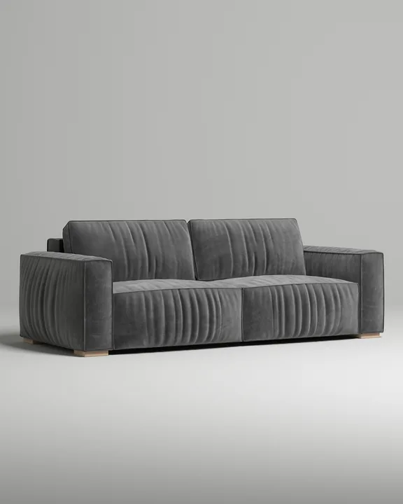 Стильный прямой диван Борген. Материал: Велюр. Цвет: Серый