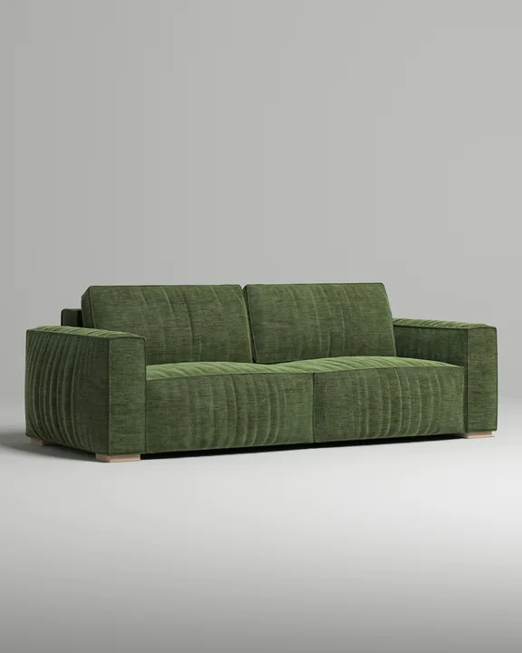 Стильный прямой диван Борген. Материал: Шенилл. Цвет: Зеленый