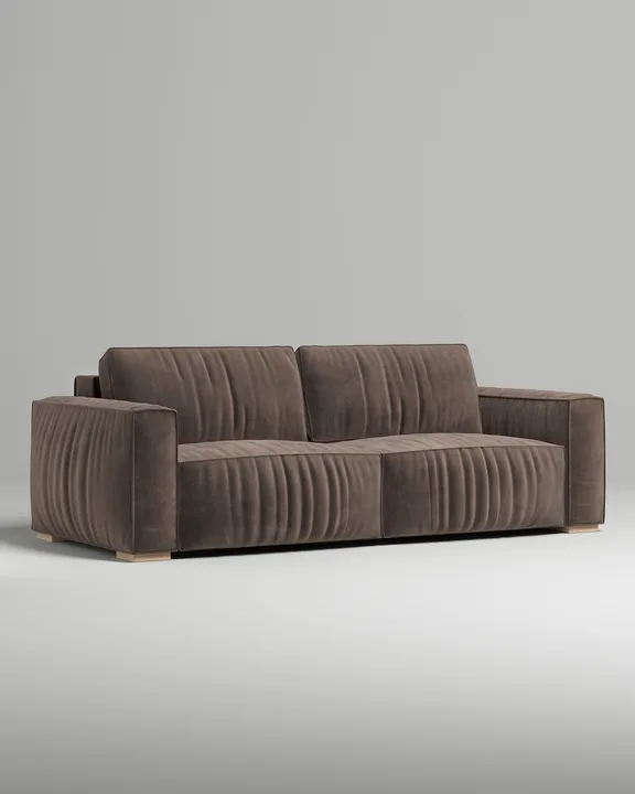 Стильный прямой диван Борген. Материал: Велюр. Цвет: Коричневый