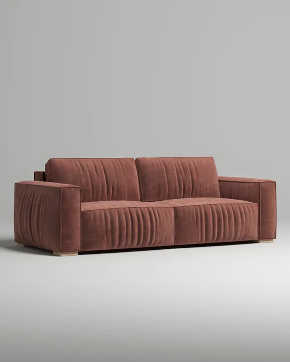 Стильный прямой диван Борген. Материал: Велюр. Цвет: Терракотовый