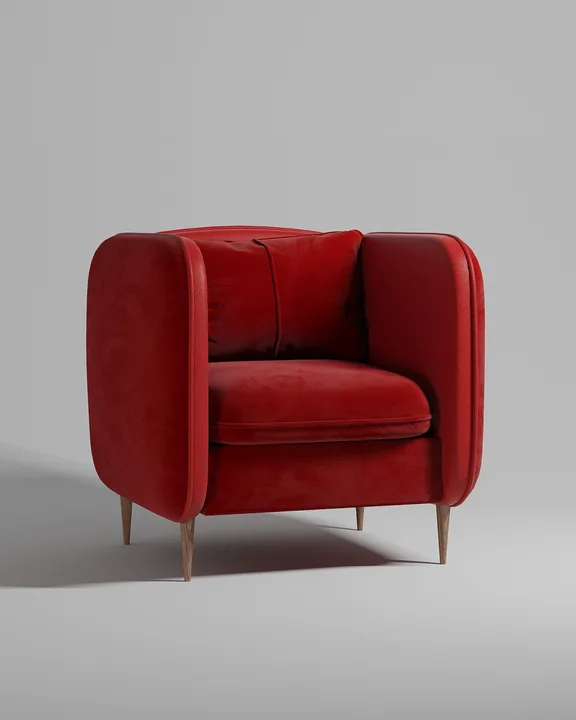 Кресло Нико на ножках с подлокотниками (красная искусственная кожа - Oregon 09) от Kalibroom