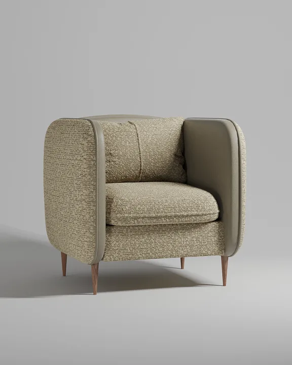 Кресло Нико на ножках с подлокотниками (бежевое букле - Buckle beige A) от Kalibroom