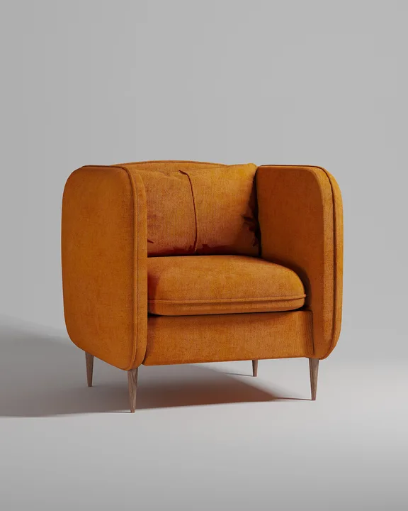 Кресло Нико на ножках с подлокотниками (оранжевый микровельвет - Velvet Lux 62) от Kalibroom