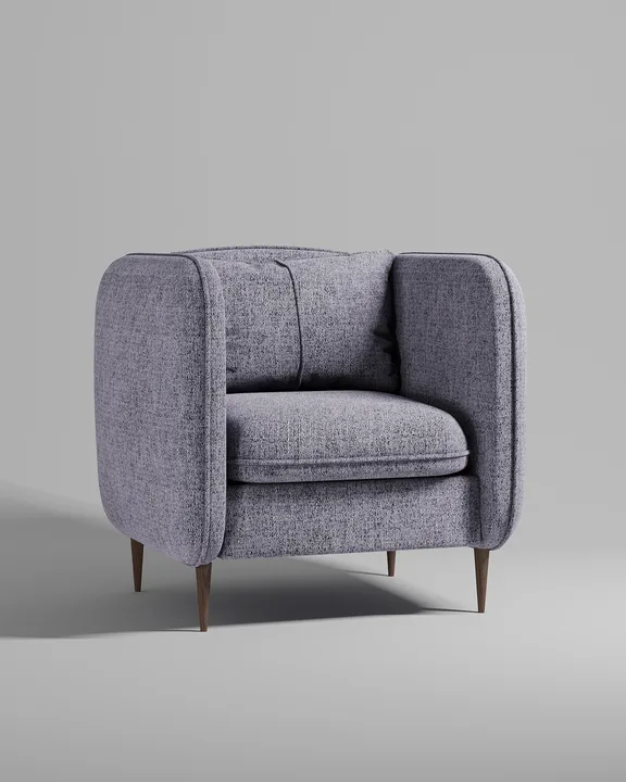 Кресло Нико на ножках с подлокотниками (фиолетовая рогожка - Mys 886) от Kalibroom