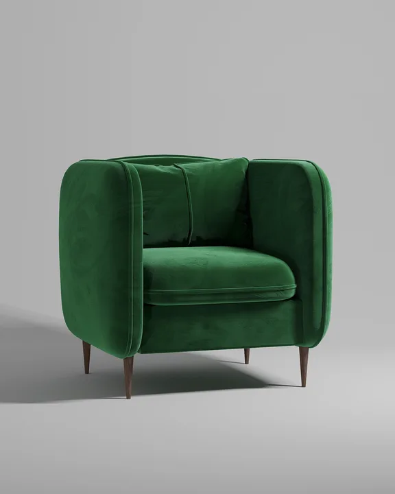 Кресло Нико на ножках с подлокотниками (зеленый велюр - Novus 659) от Kalibroom