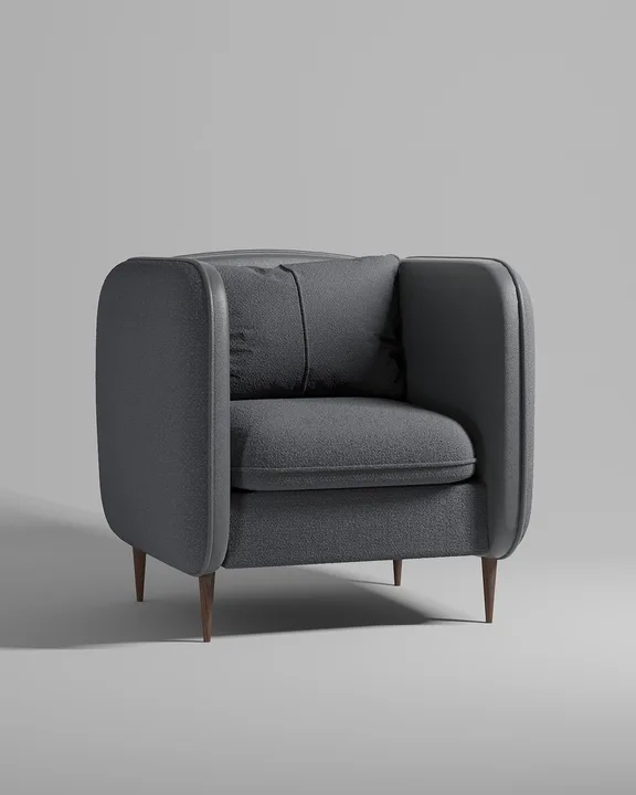 Кресло Нико на ножках с подлокотниками (серое букле - Coco 999) от Kalibroom