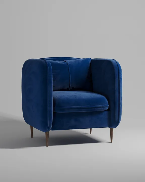 Кресло Нико на ножках с подлокотниками (синий велюр - Premier 22) от Kalibroom