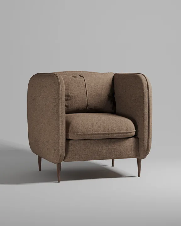 Кресло Нико на ножках с подлокотниками (коричневая рогожка - Romeo 03) от Kalibroom