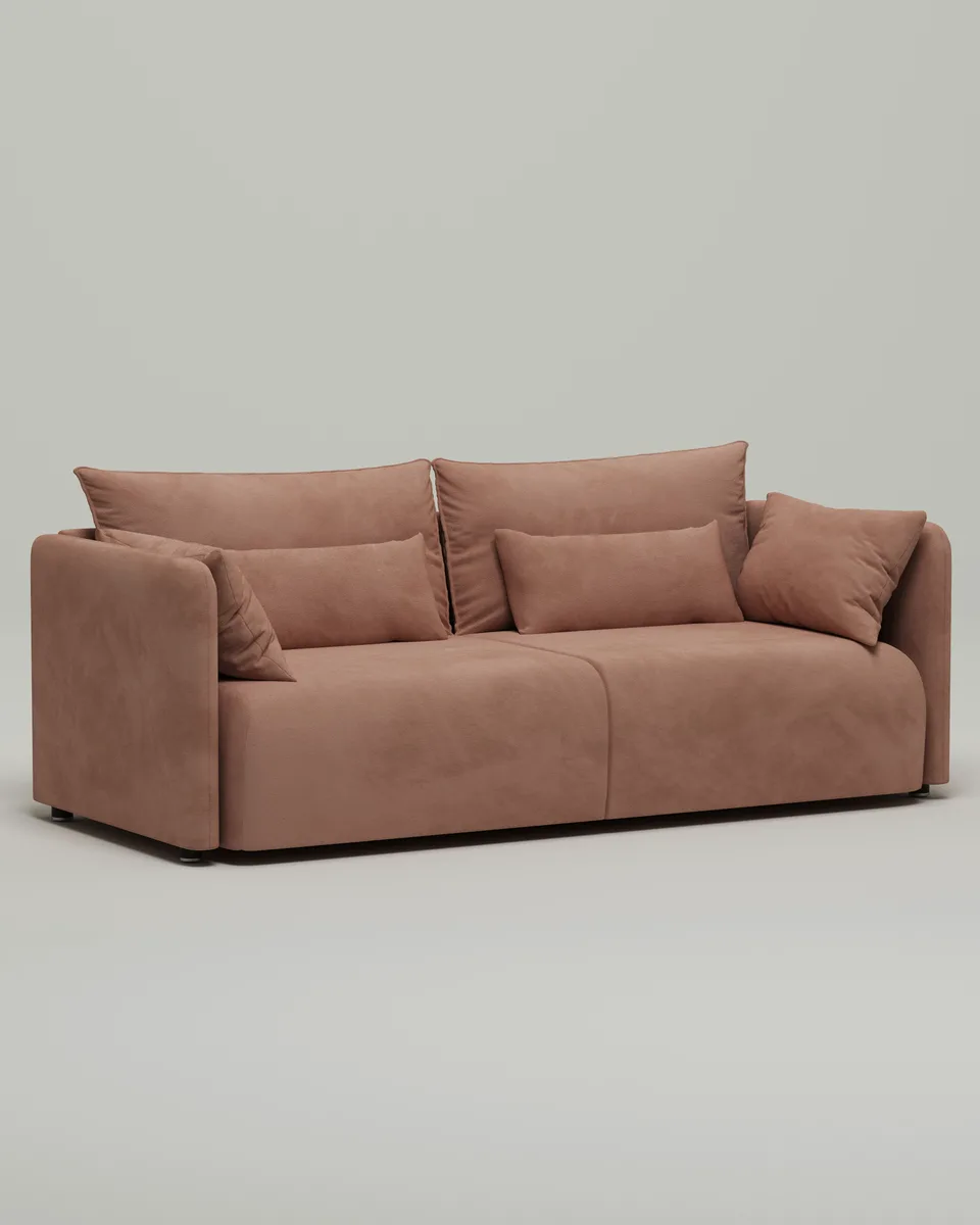 Стильный прямой диван Квина. Материал: Велюр. Цвет: Терракотовый Стильный прямой диван Квина. Материал: Велюр. Цвет: Терракотовый