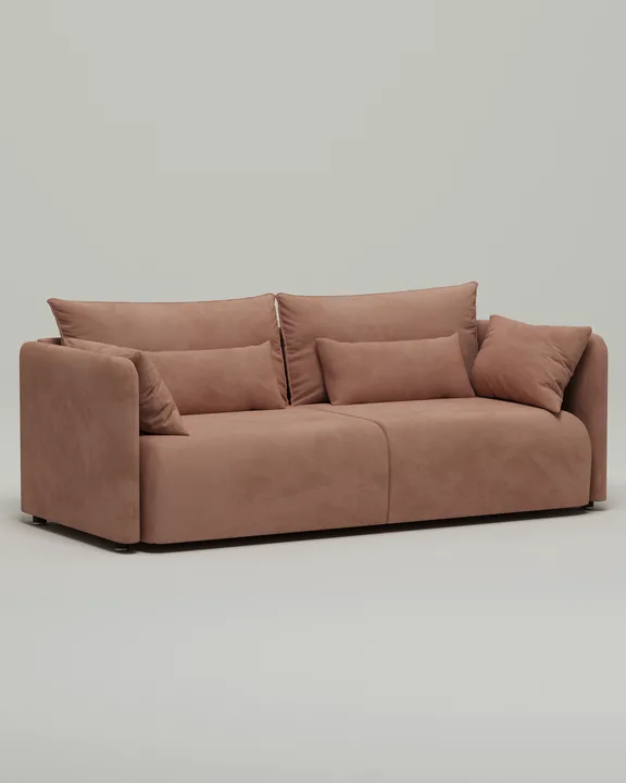 Стильный прямой диван Квина. Материал: Велюр. Цвет: Терракотовый