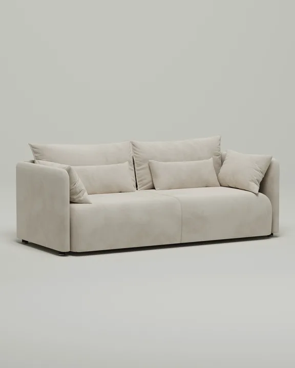 Стильный прямой диван Квина. Материал: Велюр. Цвет: Белый