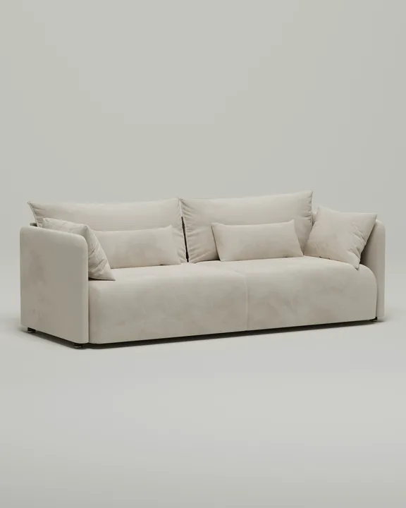 Стильный прямой диван Квина. Материал: Велюр. Цвет: Белый