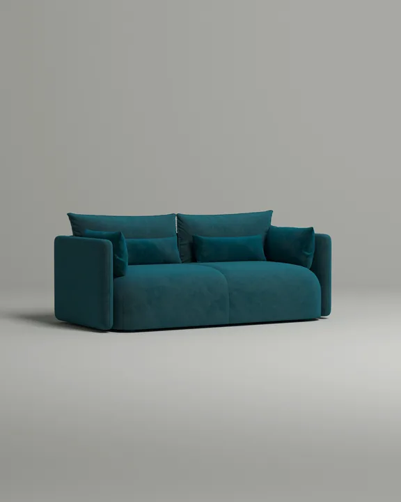 Стильный прямой диван Квина. Материал: Велюр. Цвет: Изумрудный