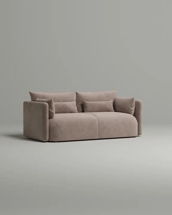 Стильный прямой диван Квина. Материал: Велюр. Цвет: Бежевый