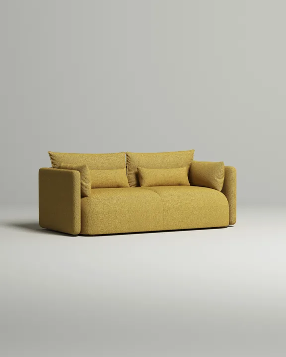 Стильный прямой диван Квина. Материал: Букле. Цвет: Зеленый