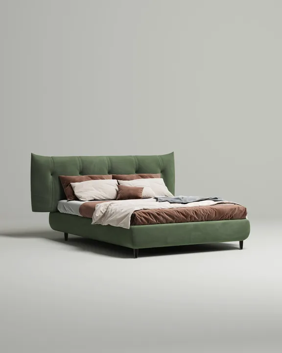 Кровать Эмон под матрас 180x200 с мягким изголовьем и ящиком для хранения белья. Материал: Velutto 70 (велюр) Кровать Эмон под матрас 180x200 с мягким изголовьем и ящиком для хранения белья. Материал: велюр - Velutto 70