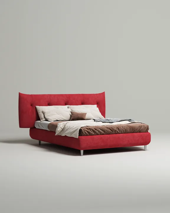Кровать Эмон под матрас 200x200 с мягким изголовьем и ящиком для хранения белья. Материал: Velutto 38 (велюр) Кровать Эмон под матрас 200x200 с мягким изголовьем и ящиком для хранения белья. Материал: велюр - Velutto 38
