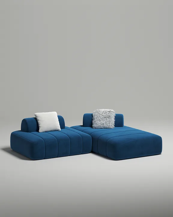 Стильный модульный диван Вандэман угловой. Материал: Велюр. Цвет: Синий Стильный модульный диван Вандэман угловой. Материал: Велюр. Цвет: Синий