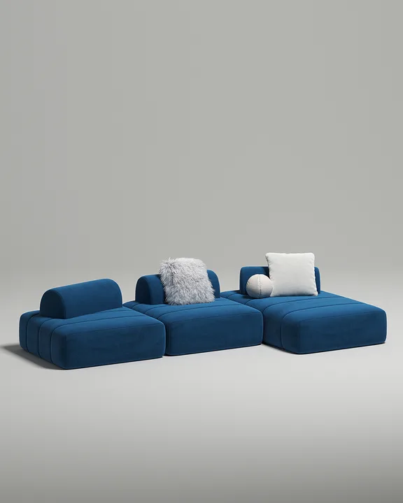Стильный модульный диван Вандэман угловой. Материал: Велюр. Цвет: Синий Стильный модульный диван Вандэман угловой. Материал: Велюр. Цвет: Синий