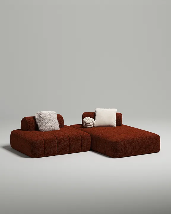Стильный модульный диван Вандэман угловой. Материал: Букле. Цвет: Терракотовый