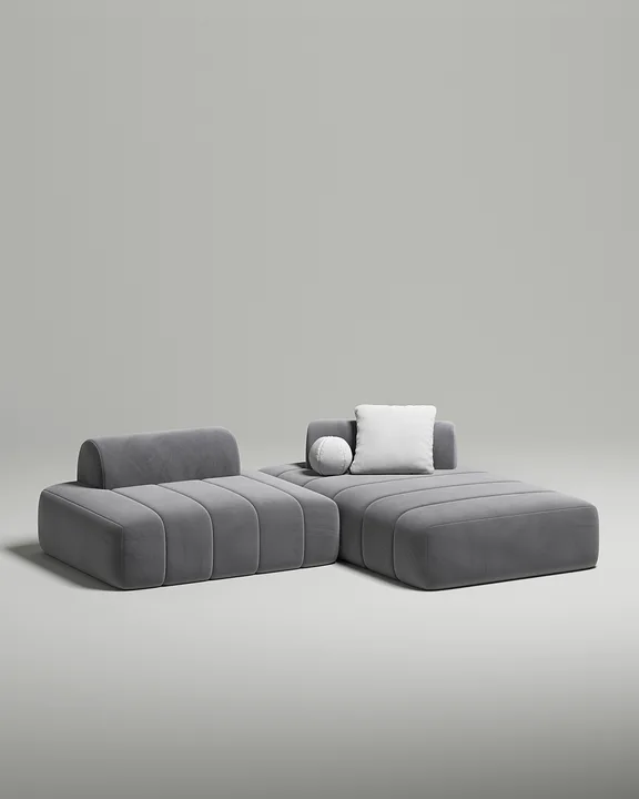 Стильный модульный диван Вандэман угловой. Материал: Велюр. Цвет: Серый