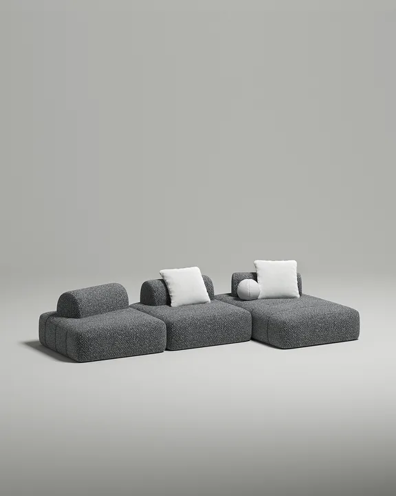 Стильный модульный диван Вандэман угловой. Материал: Букле. Цвет: Серый Стильный модульный диван Вандэман угловой. Материал: Букле. Цвет: Серый