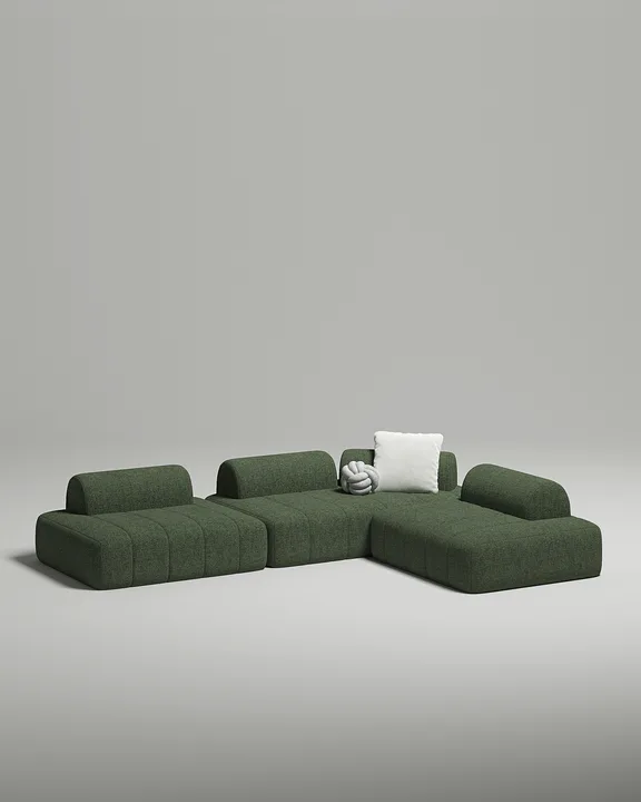 Стильный модульный диван Вандэман угловой. Материал: рогожка. Цвет: Зеленый