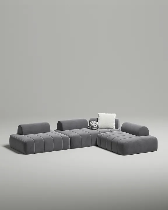Стильный модульный диван Вандэман угловой. Материал: Велюр. Цвет: Серый Стильный модульный диван Вандэман угловой. Материал: Велюр. Цвет: Серый