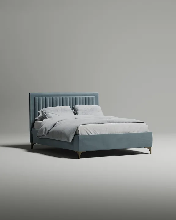 Кровать Дайри под матрас 180x200 с мягким изголовьем и ящиком для хранения белья. Материал: велюр - Velutto 53