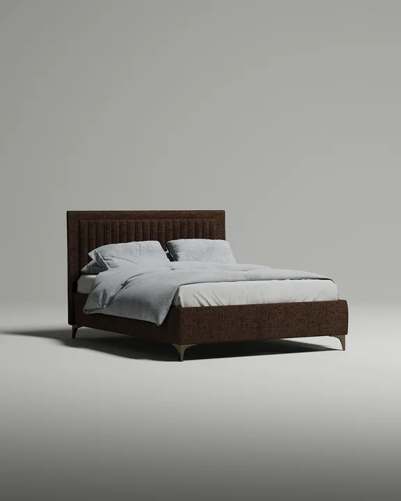 Кровать Дайри под матрас 180x200 с мягким изголовьем и ящиком для хранения белья. Материал: рогожка - Romeo 04