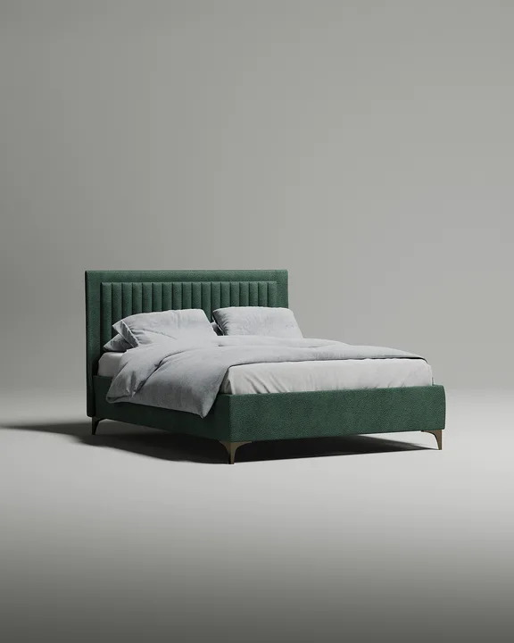 Кровать Дайри под матрас 200x200 с мягким изголовьем и ящиком для хранения белья. Материал: искусственная замша - Oxford 697