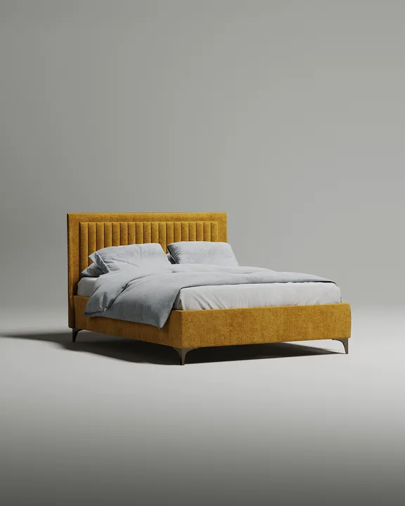 Кровать Дайри под матрас 160x200 с мягким изголовьем и ящиком для хранения белья. Материал: искусственная замша - Elixir 560