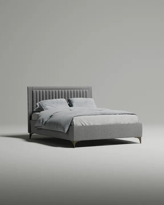 Кровать Дайри под матрас 200x200 с мягким изголовьем и ящиком для хранения белья. Материал: букле - Coco 904