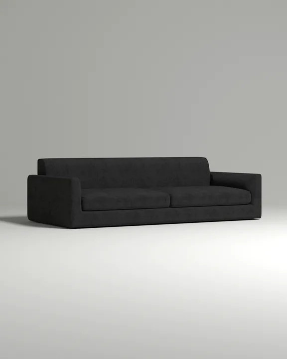 Стильный прямой диван Смуф. Материал: Велюр. Цвет: Черный Стильный прямой диван Смуф. Материал: Велюр. Цвет: Черный