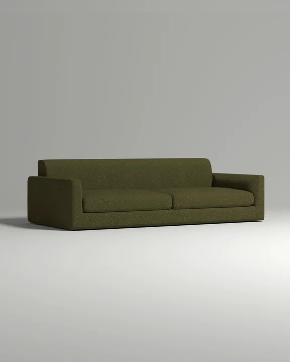 Стильный прямой диван Смуф. Материал: Букле. Цвет: Зеленый