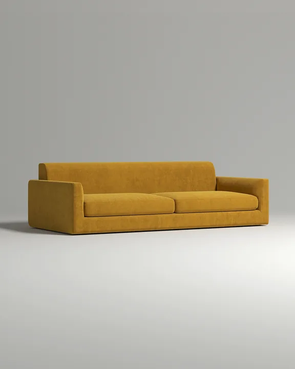 Стильный прямой диван Смуф. Материал: Искусственная замша. Цвет: Горчичный
