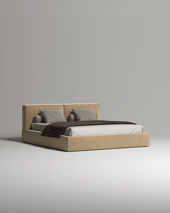 Кровать Борген под матрас 180x200 с мягким изголовьем и ящиком для хранения белья. Материал: велюр - Novus 152