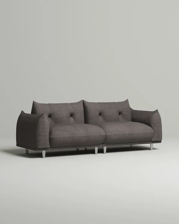 Стильный прямой диван Эмон. Материал: рогожка. Цвет: Коричневый Стильный прямой диван Эмон. Материал: рогожка. Цвет: Коричневый